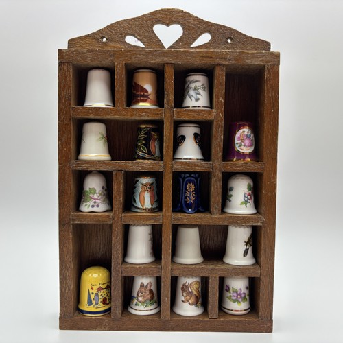 Vintage wooden thimble display - wooden,