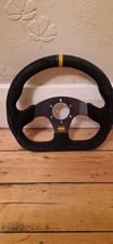 OMP Superquadro black suede flat bottom 330mm steering wheel. Race.   7D