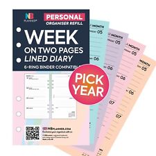 2026 or 2027 Filofax Personal COMPATIBLE Week on two pages lined diary refill