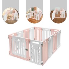 11 Panels Pet Dog Fence Playpen 25.6'' Height Exercise PlayPen with Door Intdoor