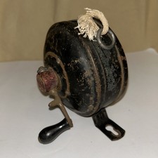 Large Antique Retractable Clothesline Wall Mounted Wind Up Black Metal & Wood