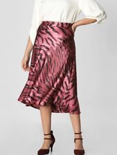Vera Moda Aminal Satin Midi Print Skirt Purple Plum Black L