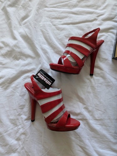 Red platform ankle strap - platform,