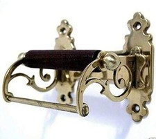 Toilet Roll Holder Brass Vintage Novelty Victorian Old Wooden Loop