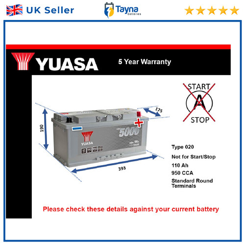 Car battery ybx5020 yuasa - car,