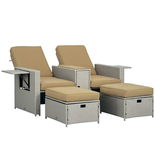 Outsunny recliner rattan sun - recliner,