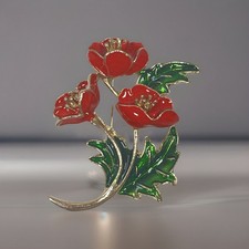 Bright Red Enamel Bouquet Wild