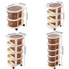 2-5 Tier Rotating Storage Trolley Cart on Wheels Drawer Cabinet Kitchen Bedroom
