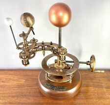 Heavy Solid Bronze Solar System Orrery Sun, Earth And Moon with wooden base