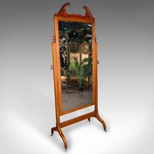 6' 5" Antique Gentlemans Outfitters Mirror, English, Dressing, Cheval, Victorian