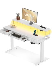 Height Adjustable Desk, 120cm Electric Standing Desk with Drawers, Keyboard Tray