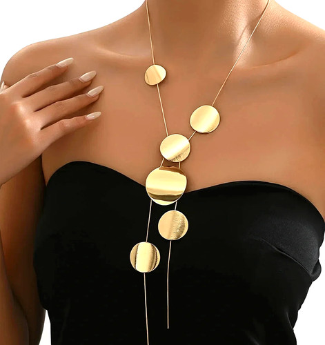Circles lariat necklace gold - lariat,
