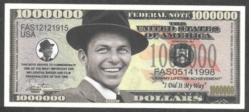 Sinatra million bill note - $1,