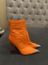 Topshop orange leather ankle boots size 6 UK euro 39 high heels stiletto