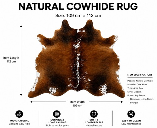 Natural cowhide rug genuine - natural,