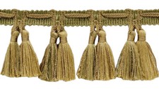 Double Tassel Fringe Trim, Color# VNT15 - Cedar Green Beige [Sold By The Yard]