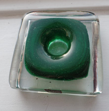 VINTAGE LANGHAM GLASS CANDLE HOLDER PAPERWEIGHT