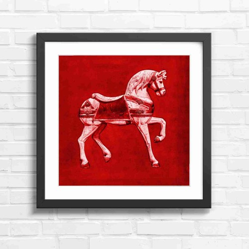 Vintage white carousel horse - white,