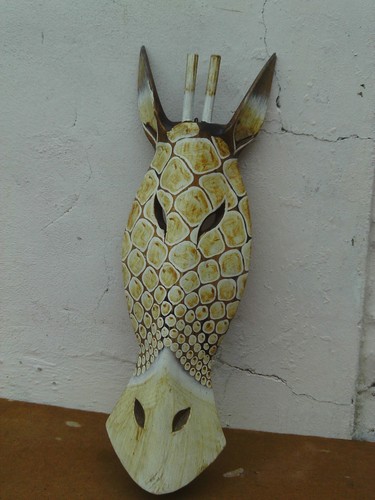 Wooden giraffe mask style wall - wooden,