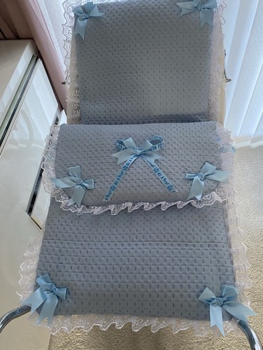Dolls blue quilted pram - quilted,