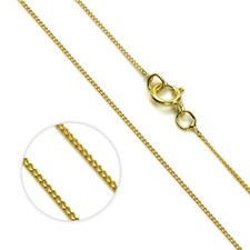 9ct Yellow Gold Lightweight Fine Diamond Cut Curb Chain 16" 18" & 20" Necklaces