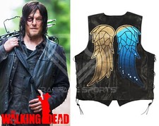 Daryl Dixon Angle Wings Vest, Walking's Dead Season 10 Cosplay Leather Vest
