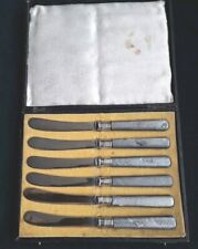 Antique Set Of 6 Boxed Silver