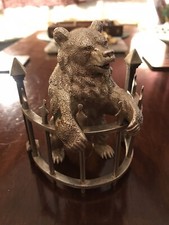 Russian Bronze Bronze Bear Silver Gilt Signed Faberge￼
