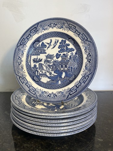 Blue willow starter plates - blue,