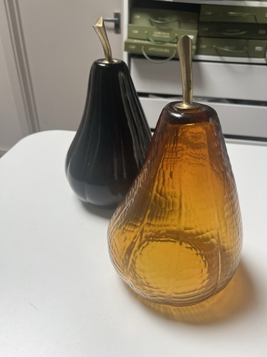 Pair glass and - of, brass