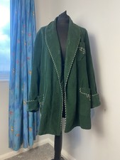 Vintage  1950s green short Robe Smoking Jacket piping classic heritage XL
