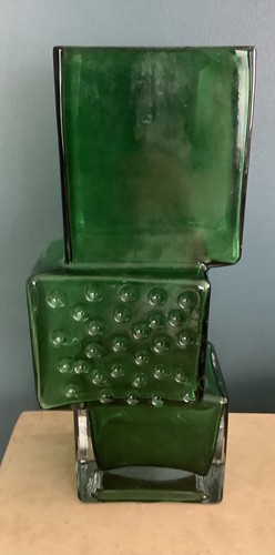 Glass vase green drunken - glass,