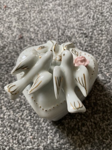 White porcelain doves - porcelain, trinket