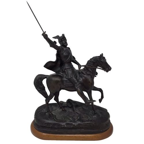 Antique spelter knight - antique, on