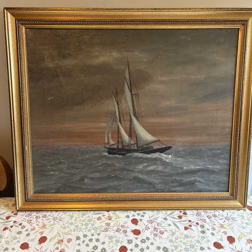 Antique maritime oil painting - maritime,