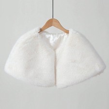 Women Bridal Shawl Cape Warm Plush Winter Faux Fur Shawl Stole Wrap Shrug Scarf