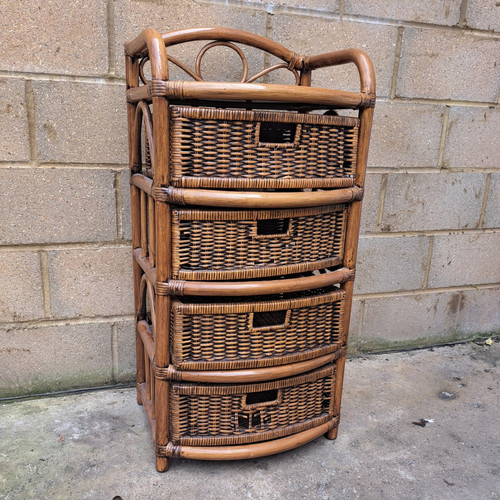 Brown wicker bamboo basket - brown,