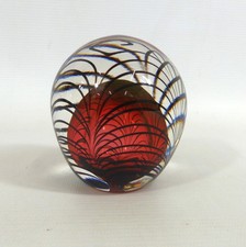Vintage & Original Adrian Sankey Pink/Red Glass Art Paperweight Signed 1987