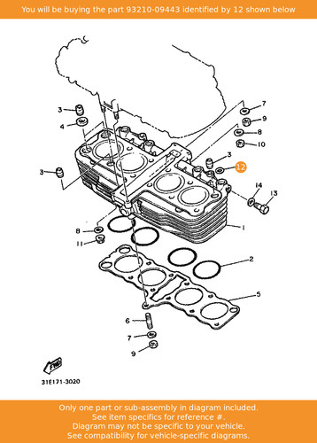 Yamaha ring 93210 09443 - o-ring,, 93210-09443