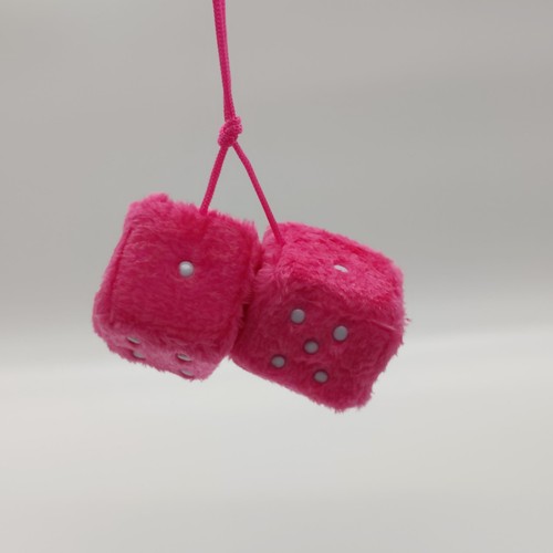 Pink fuzzy hanging dice car - pink,