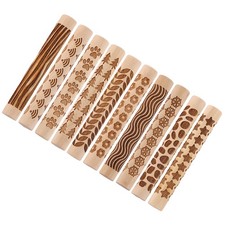  10 Pcs Textured Mud Press Rod Rollers Pottery Rolling Pin for Clay