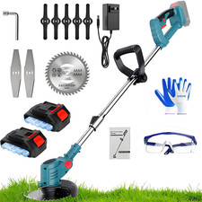 21V Cordless Strimmer Grass Trimmer Electric Tree Garden Weed Cutter +2 Battery
