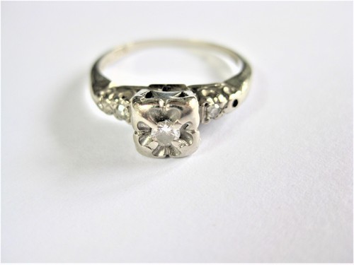 Antique ring white gold - antique, 585