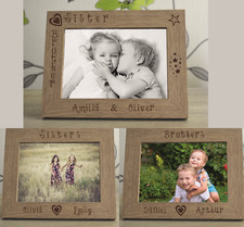 Sisters Brothers Engraved Wooden Photo Frame Siblings Love Personalised Gift