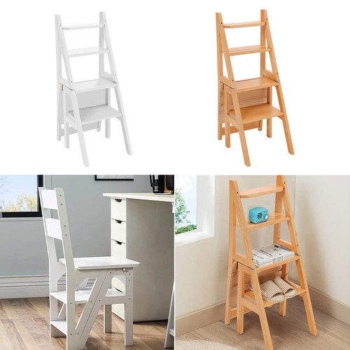 Folding wooden step stool - wooden,