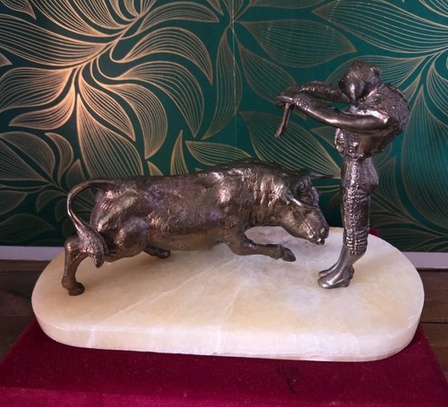 Vintage bronze bull fighter - bull,