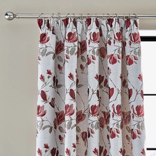 Ellis Red Grey Curtains Fully