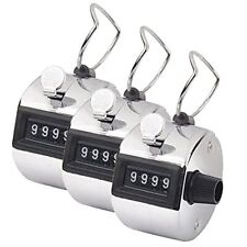 Manual 4 Digit Metal Tally Counter - Silver Hand Clicker for Counting