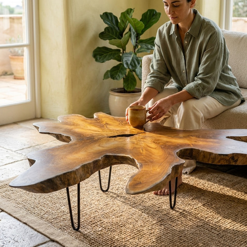 Coffee table teak root wood - teak,