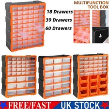18/39/60 Multi Drawer Organiser Nail Screw Storage Cabinet Unit Garage Tool Box